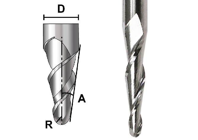 CNC-Bohrer aus Vollhartmetall mit konischer Kugelspitze