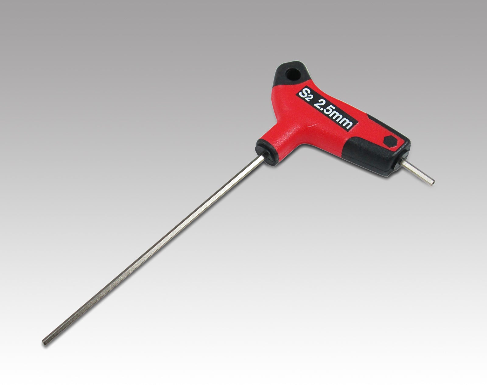 2.5mm S2 T-handle hex key wrench with red ergonomic grip for CNC machine tool maintenance