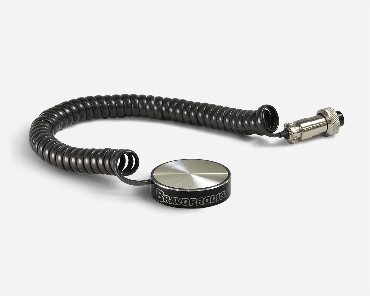 CNC auto Z touch plate with coiled cable for precise tool height calibration.